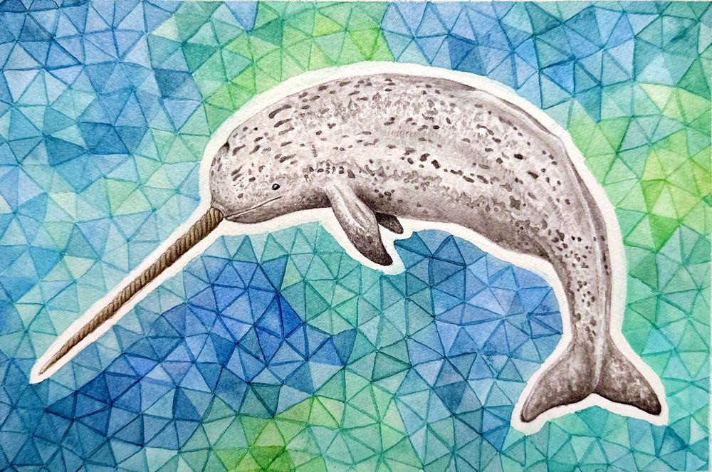 Aqueous Adventurers – Narwhal | Watercolor Art Print 6x9"