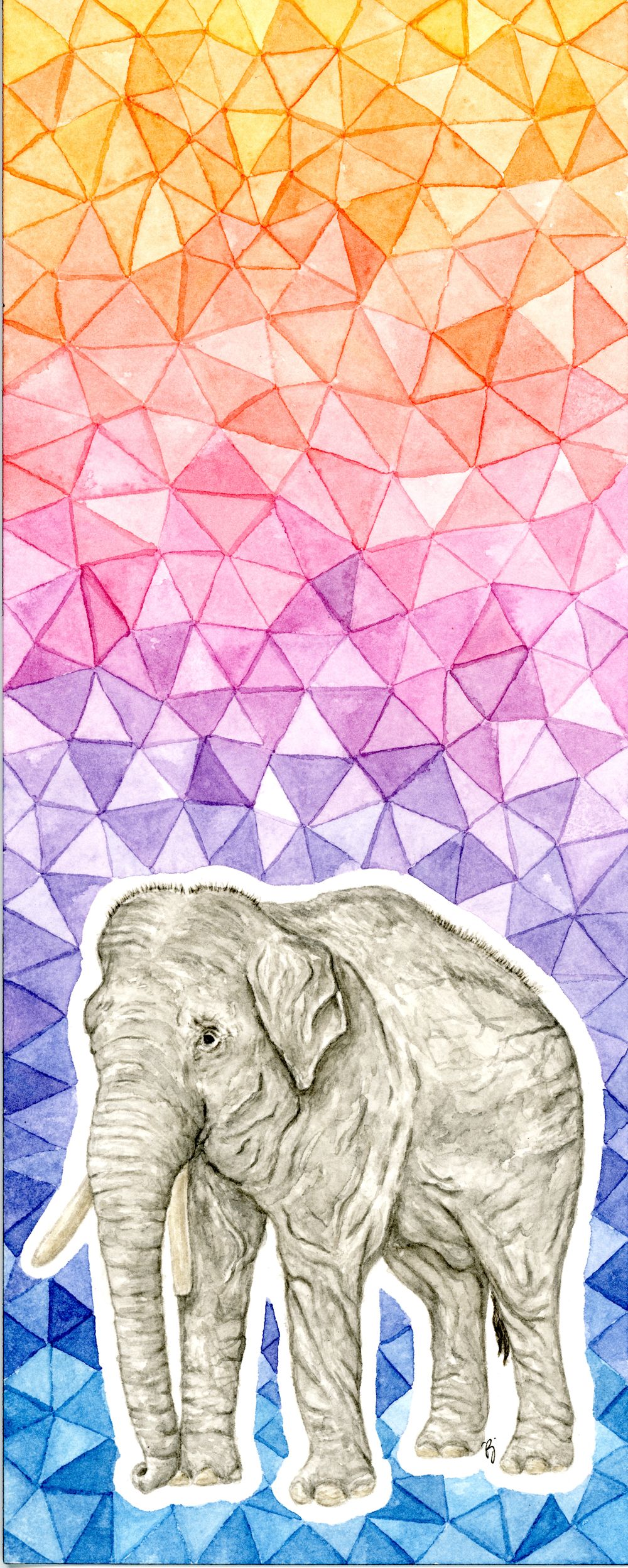 Vanishing | Asiatic Elephant -- Watercolor Art Print 5x8"